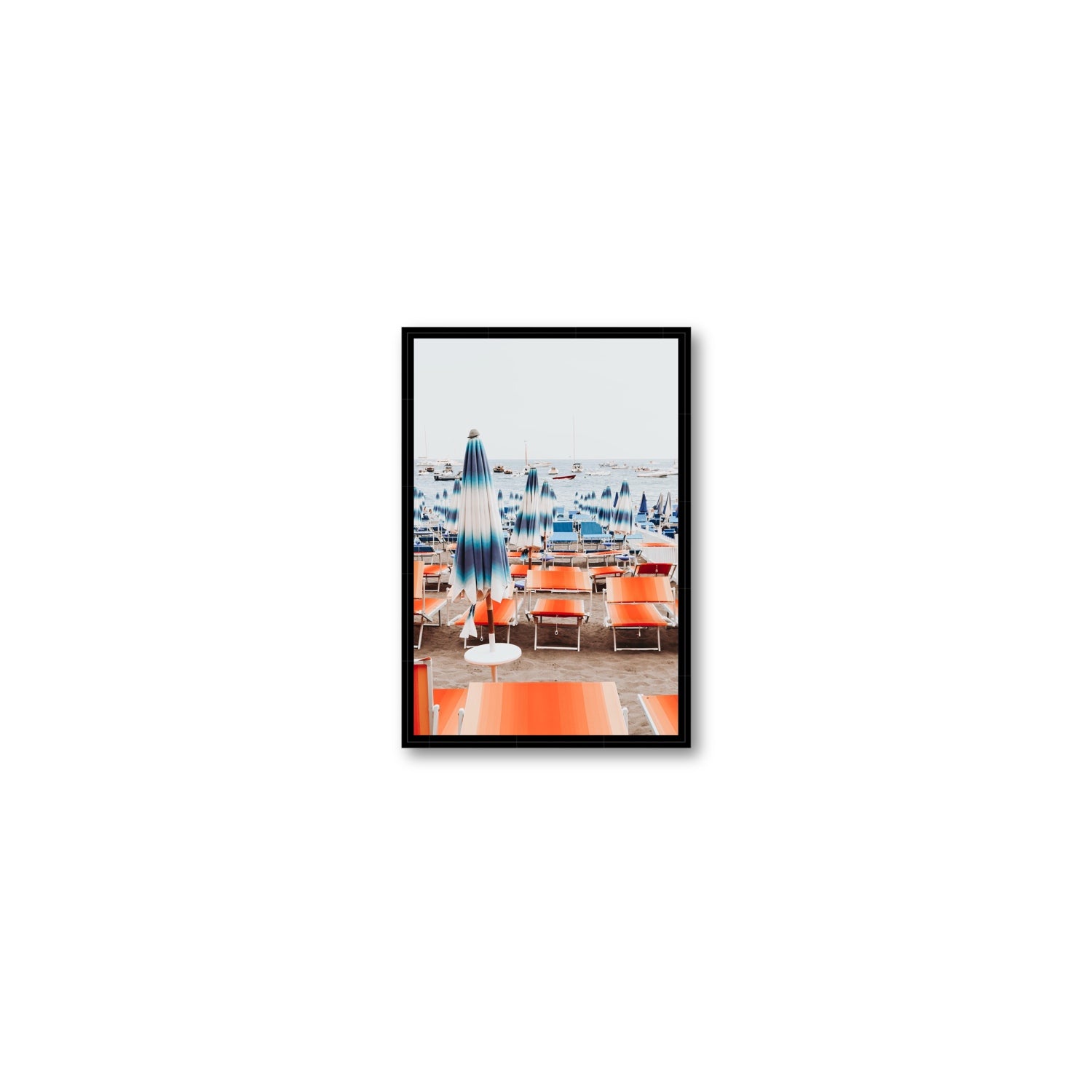 Orange Crush fine art print, Positano, Italy, Small, Black Float Frame, Fine Art Canvas