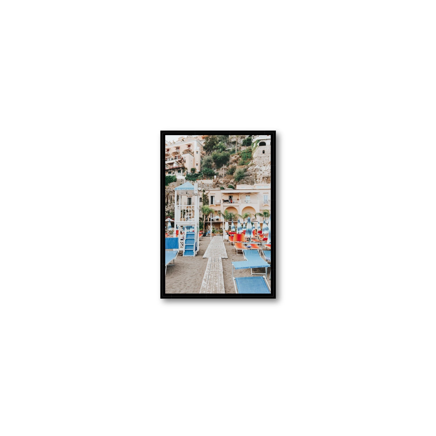 Torre Di Salvataggio fine art print, Positano, Italy, Small, Black Float Frame, Fine Art Canvas