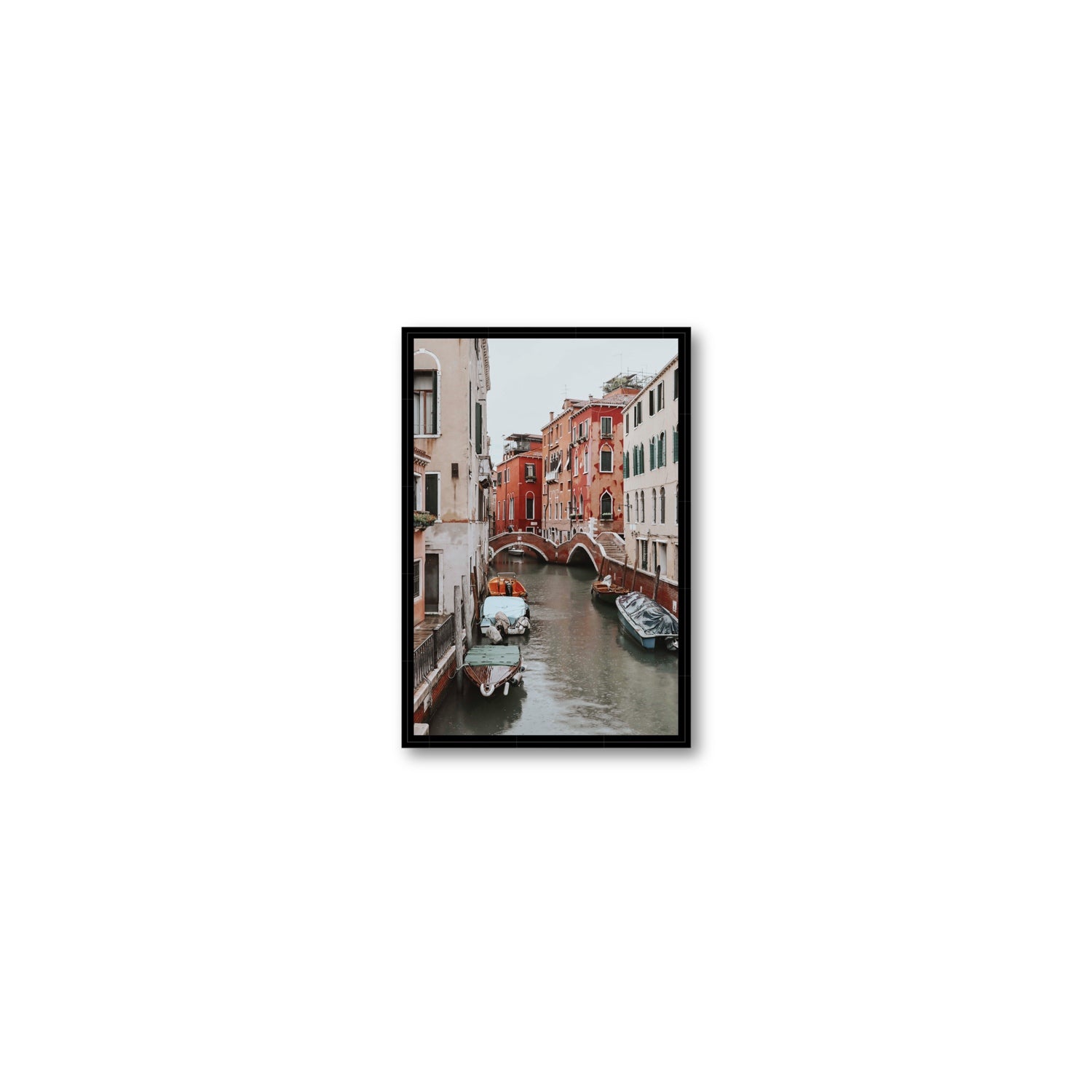 City of Water Venice Italian Mediterranean decor wall art Small fine art canvas in black float frame