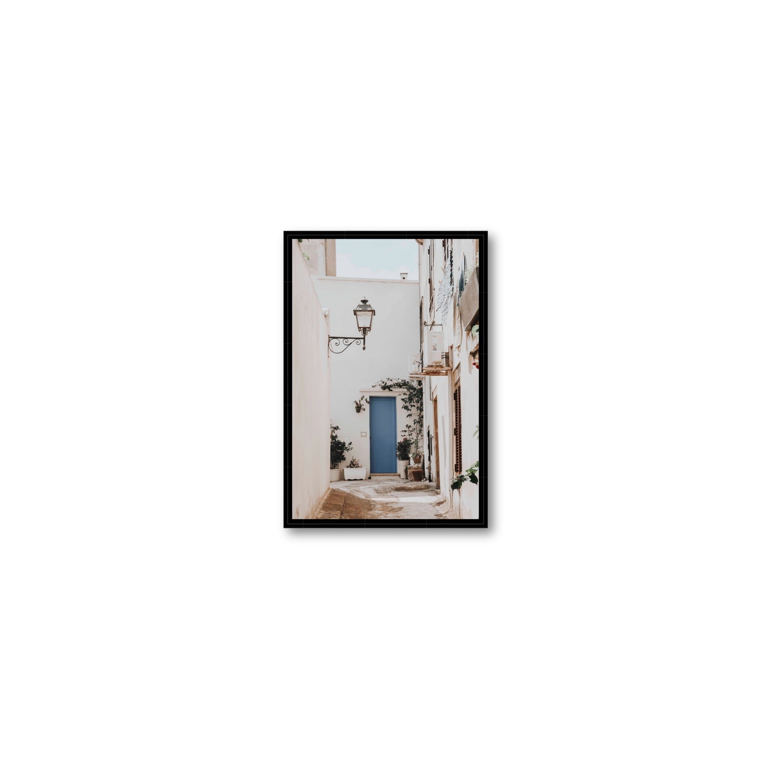 Entry Envy Puglia Ostuni wall art Small fine art canvas in black float frame
