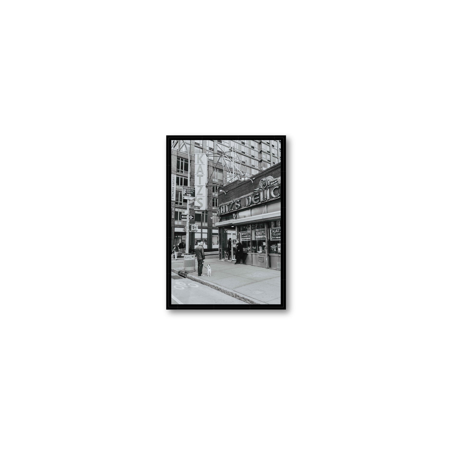 Graphite Gotham New York NYC Black & White wall art Small fine art canvas in black float frame