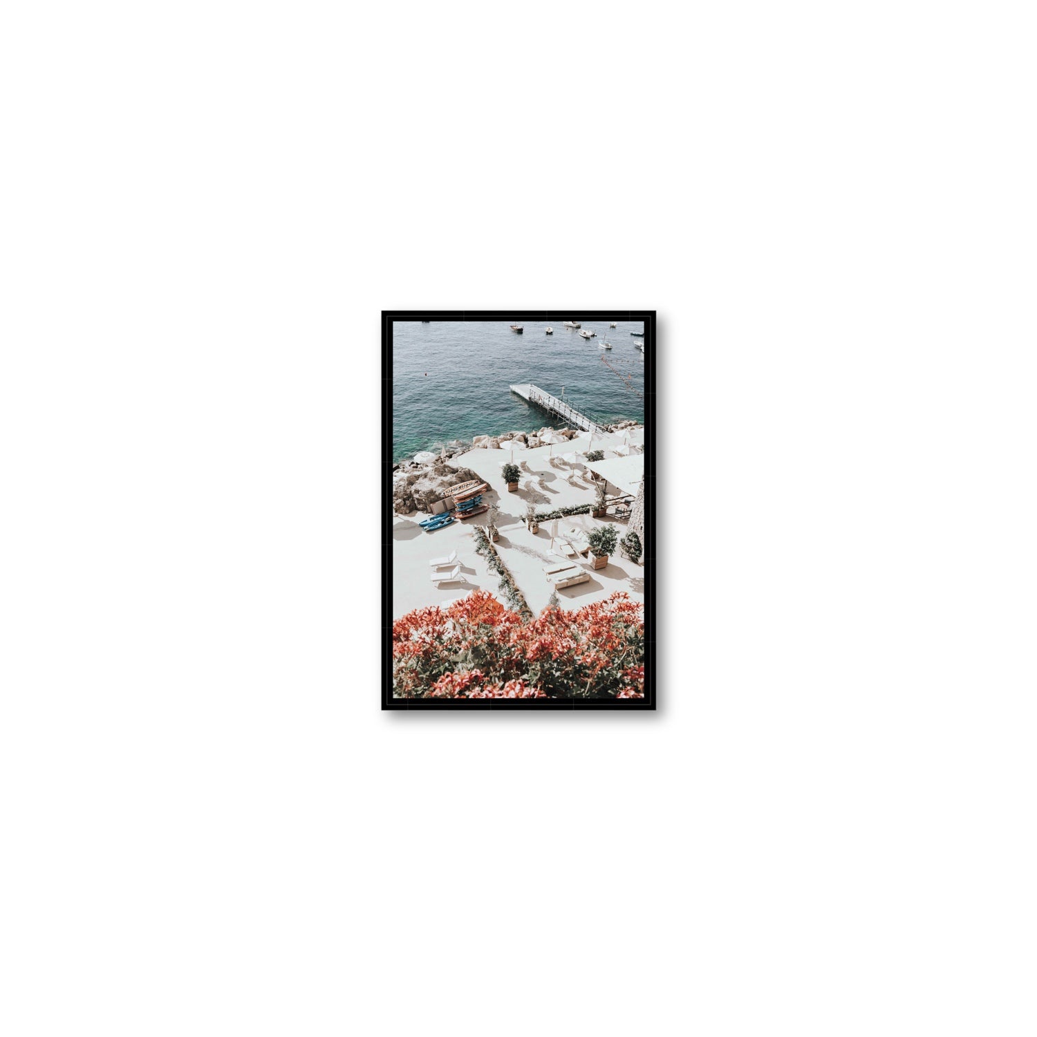 A Work of Art Amalfi coastal wall art Small fine art canvas in black float frame
