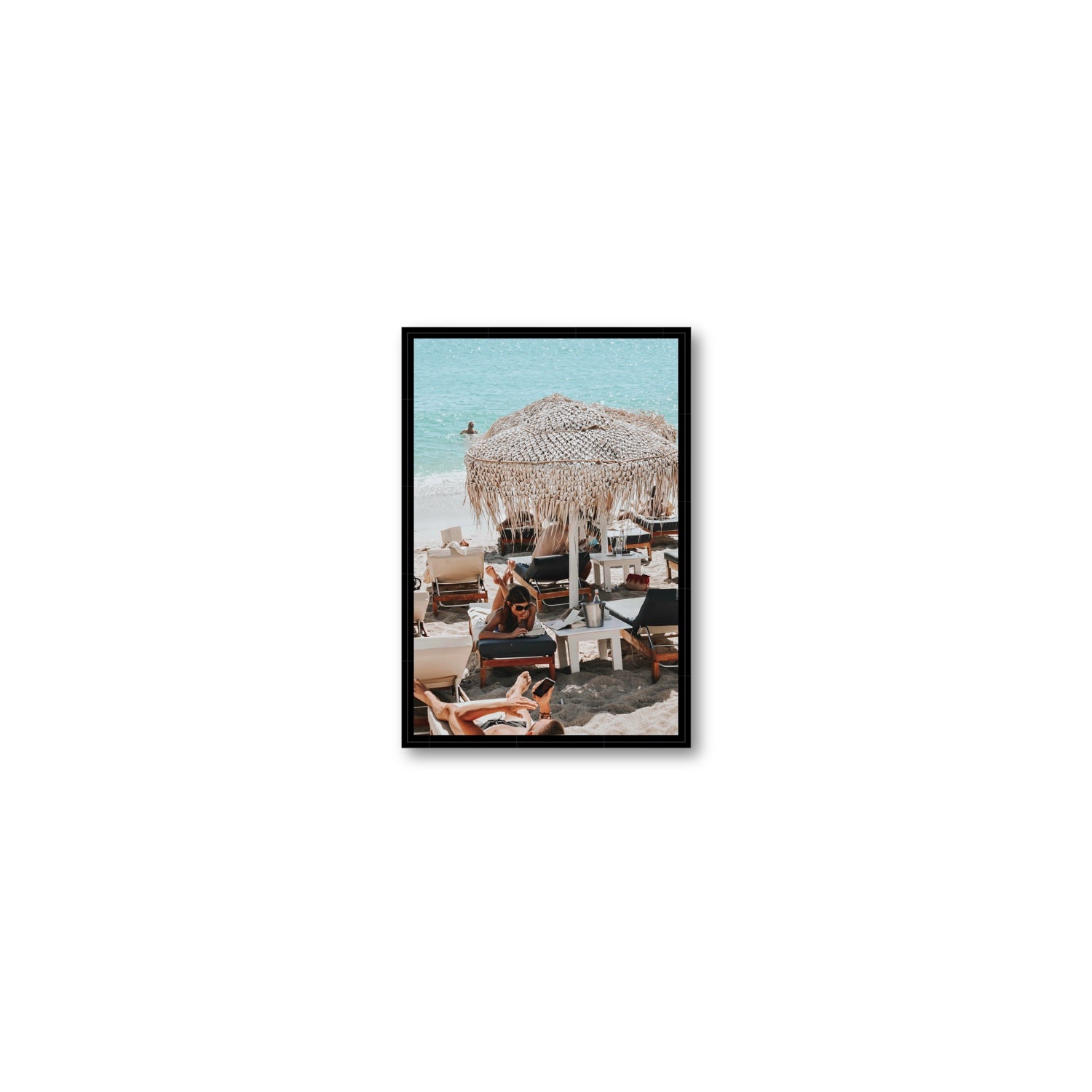 In The Zone Mykonos Greek island wall art Small fine art canvas in black float frame