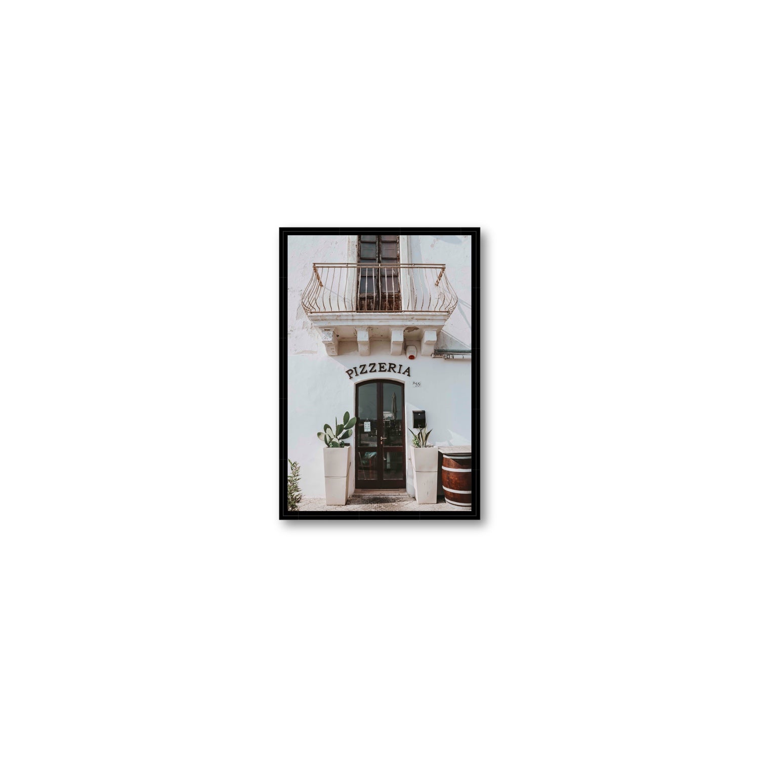 Pizzeria Puglia Italian wall art Small fine art canvas in black float frame