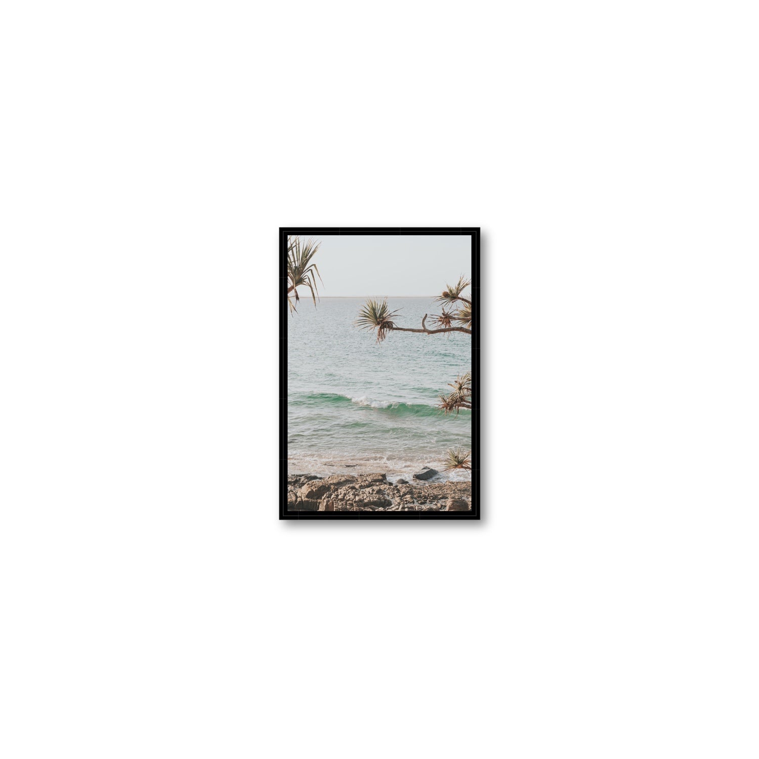 Good Vibrations fine art print, Noosa, Australia, coastal scenes artwork, Small, Black Float Frame, Fine Art Canvas