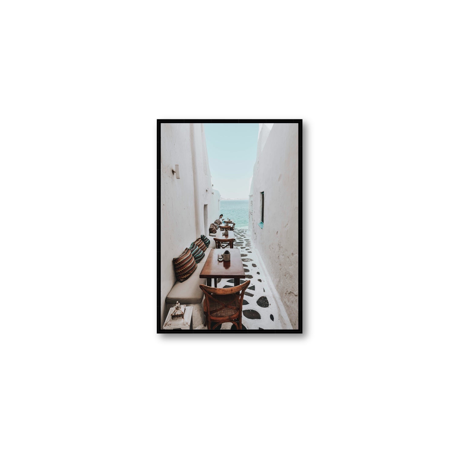 Trip Down Memory Lane fine art print, Mykonos, Greece, Medium, Black Float Frame, Fine Art Canvas