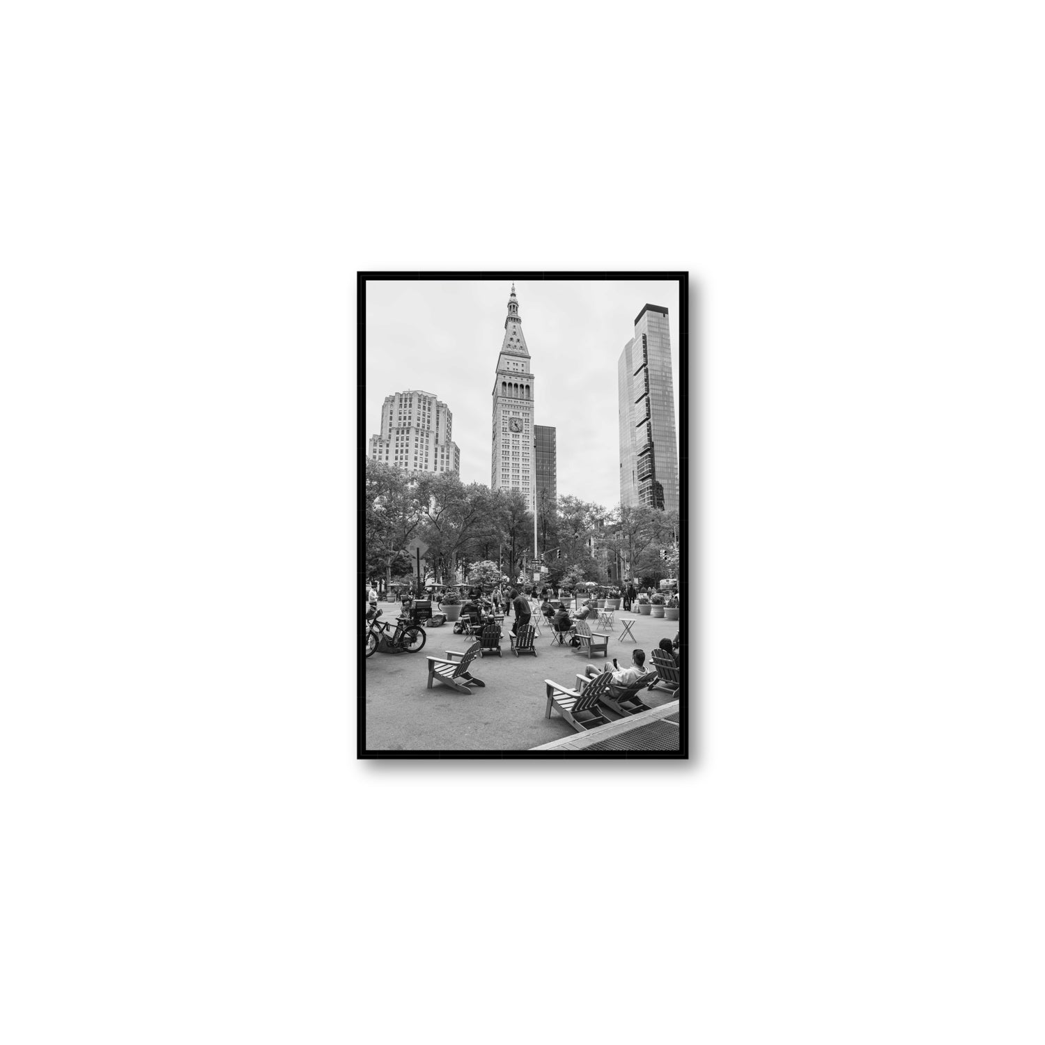 Timeless New York New York NYC Black & White wall art Medium fine art canvas in black float frame
