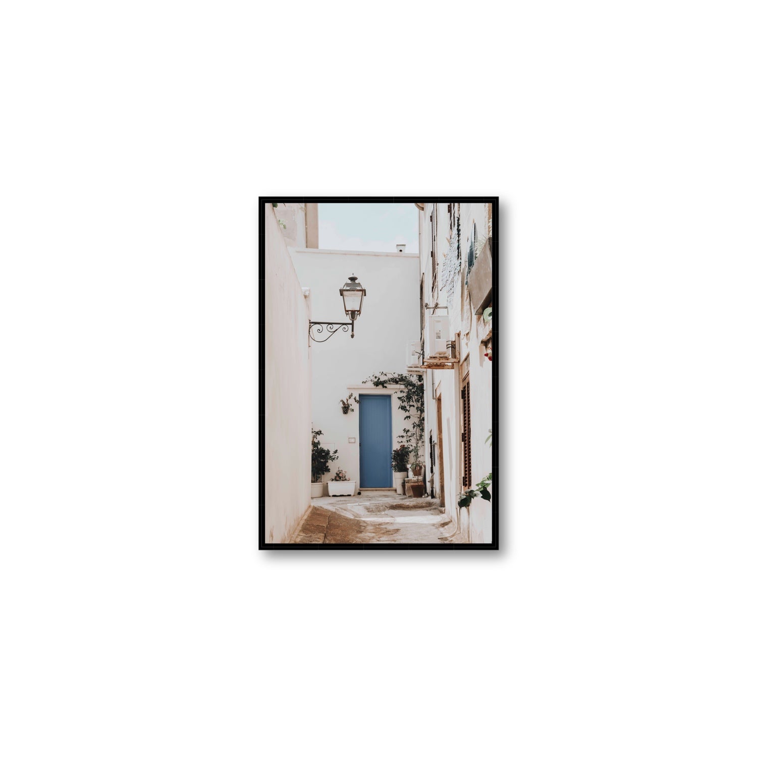 Entry Envy Puglia Ostuni wall art Medium fine art canvas in black float frame