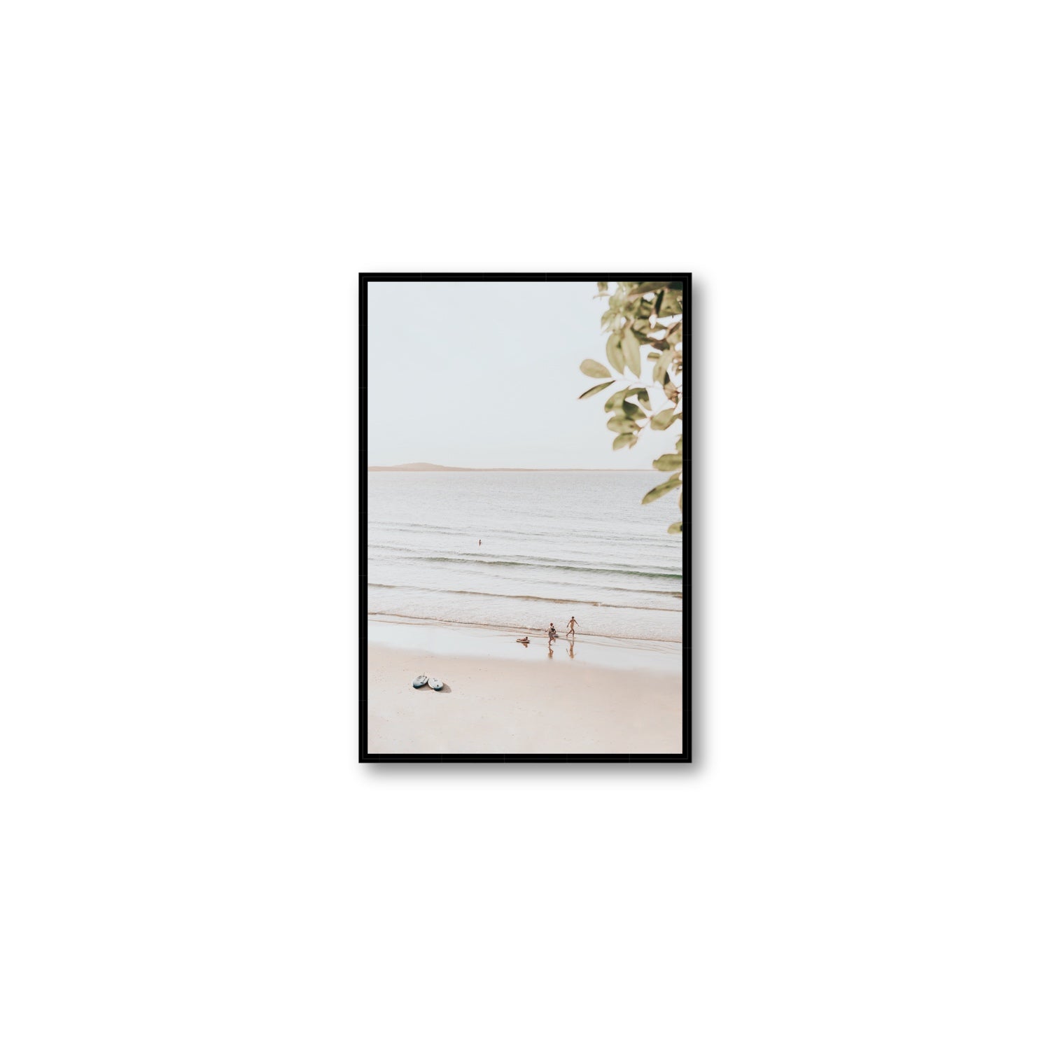 Walking On Sunshine fine art print, Noosa, Australia, coastal scenes artwork, Medium, Black Float Frame, Fine Art Canvas