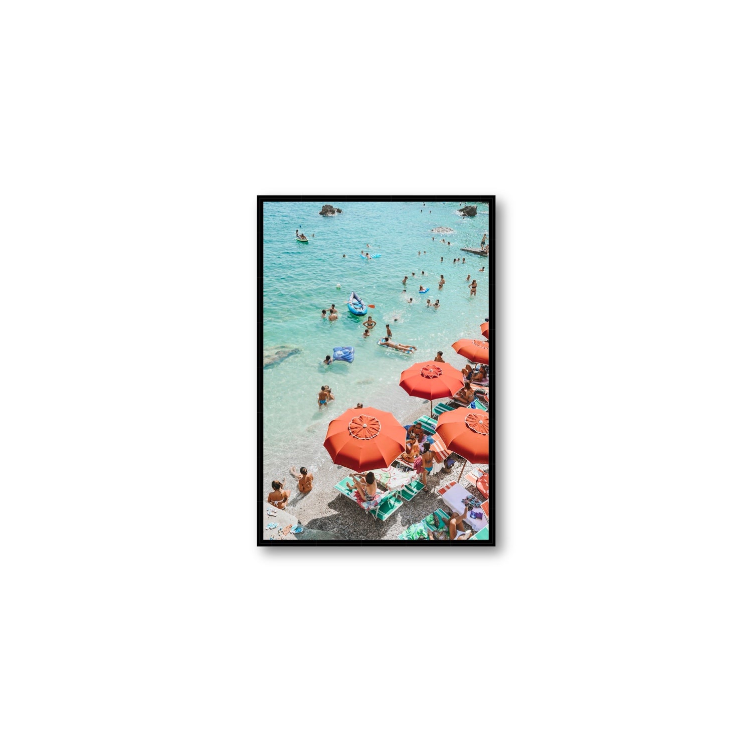 Easy Street Capri Italian beach wall art Medium fine art canvas in black float frame