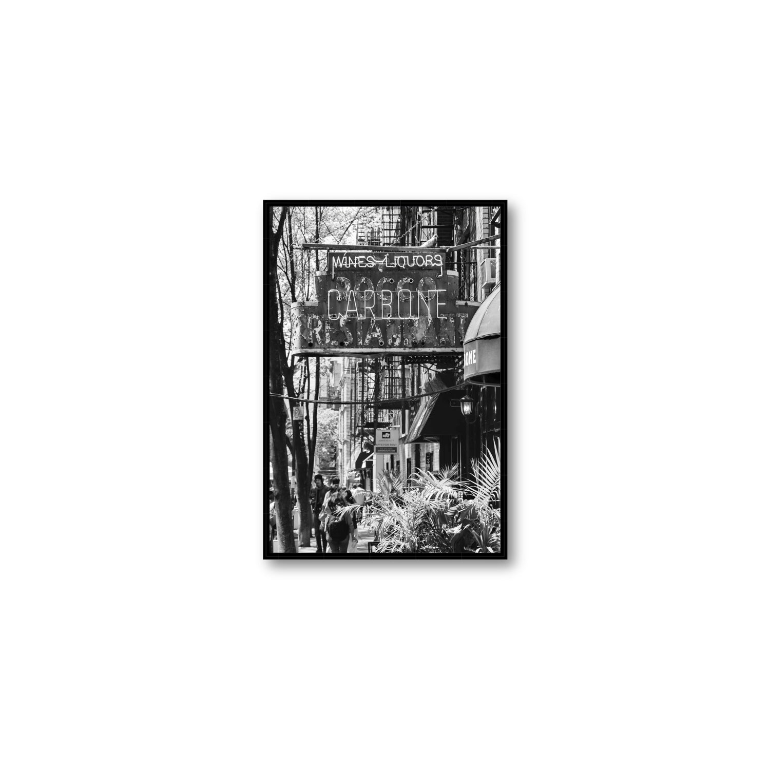 Paparazzi To Pasta New York NYC Black & White wall art Medium fine art canvas in black float frame