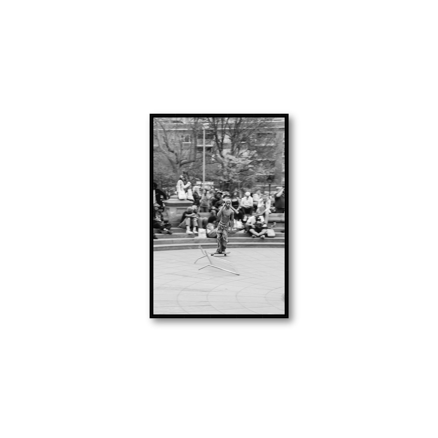 Skate Park Serenade New York NYC Black & White wall art Medium fine art canvas in black float frame