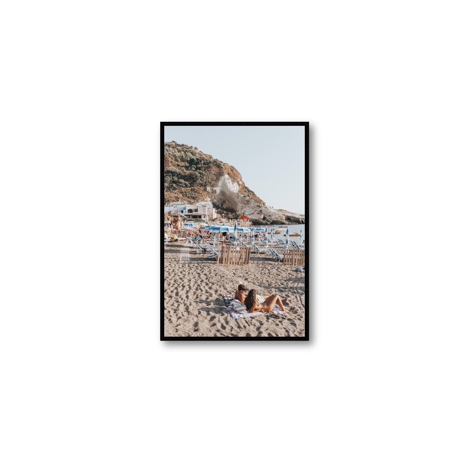 Beach Buddies fine art print, Ischia, Italy, Medium, Black Float Frame, Fine Art Canvas