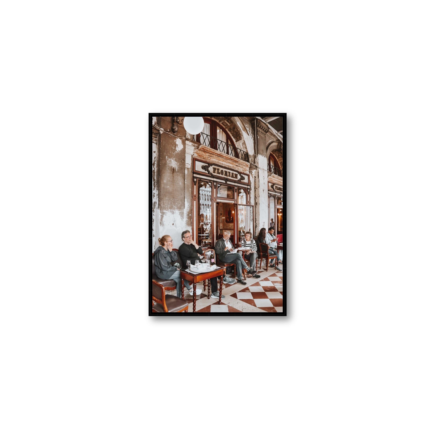 Tea Room Venice Italian wall art Medium fine art canvas in black float frame