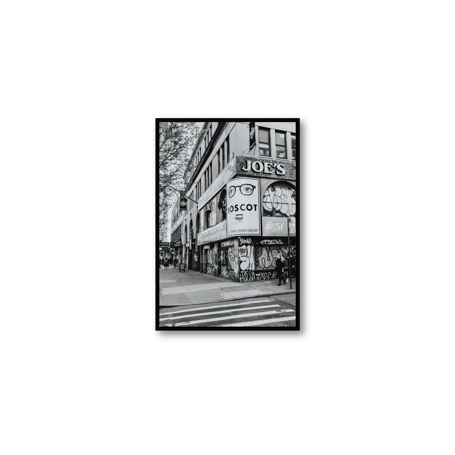 Lower East Side Murals New York NYC Black & White wall art Medium fine art canvas in black float frame