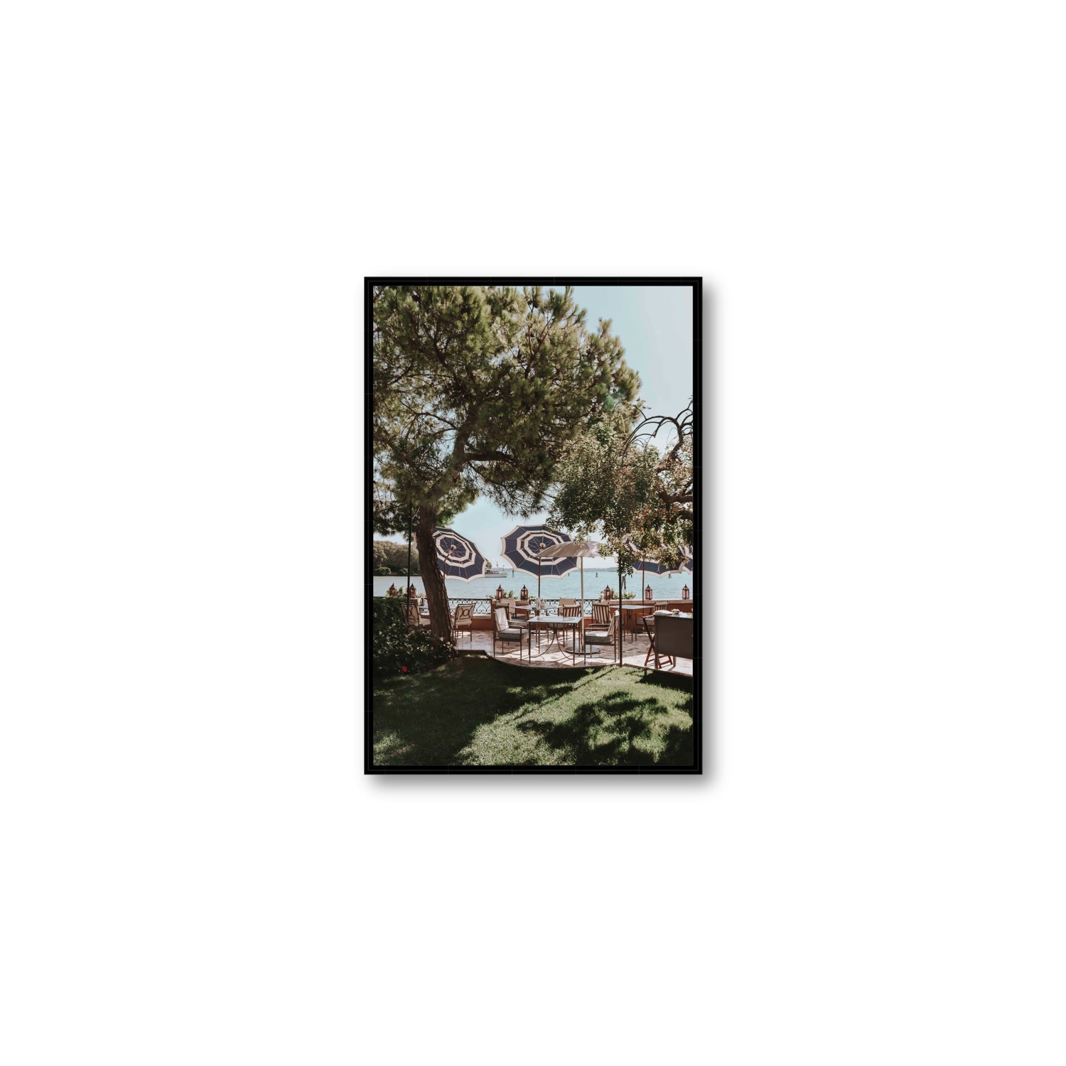 Tranquil Gardens Venice Italian wall art Medium fine art canvas in black float frame
