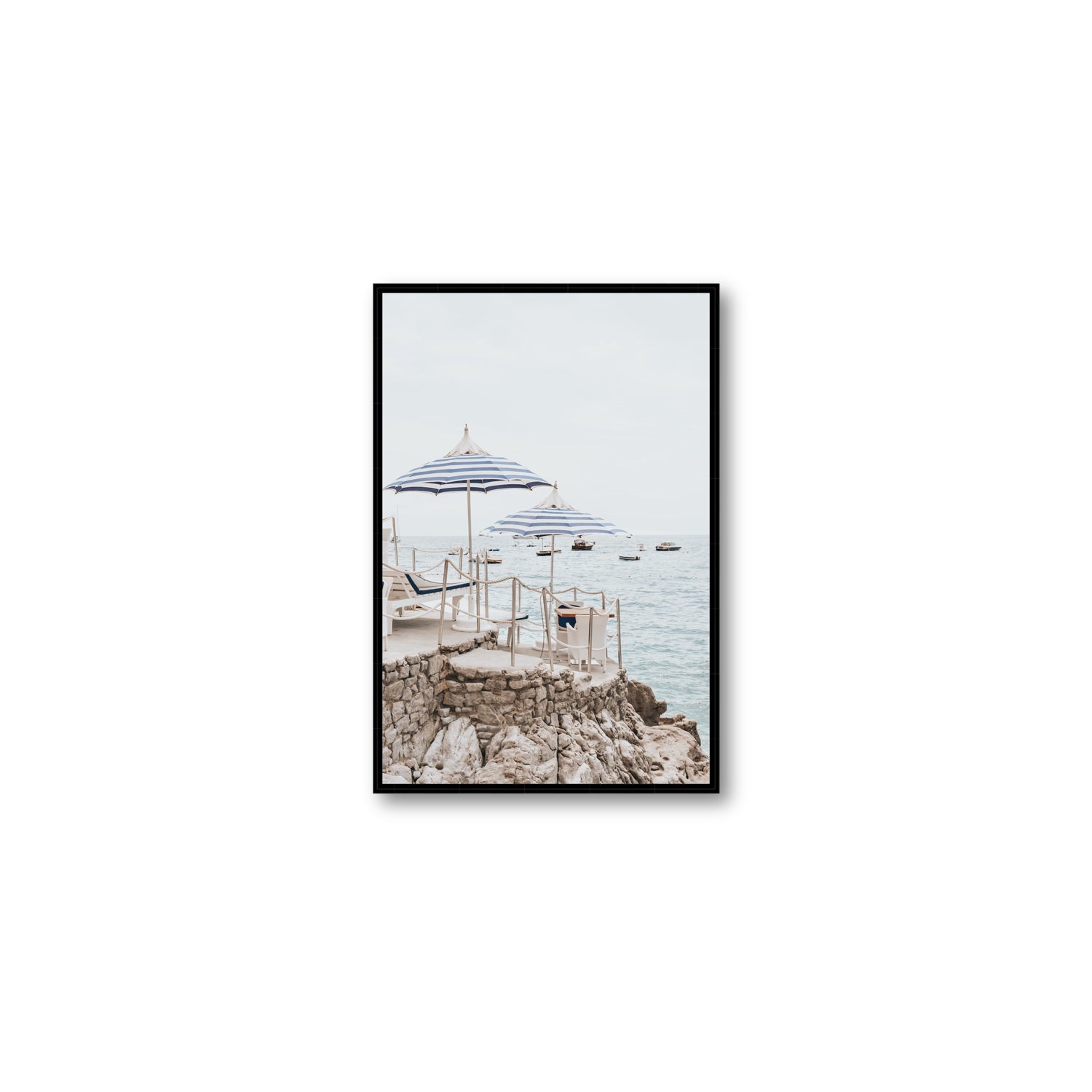 La Scogliera fine art print, Positano, Italy, Medium, Black Float Frame, Fine Art Canvas
