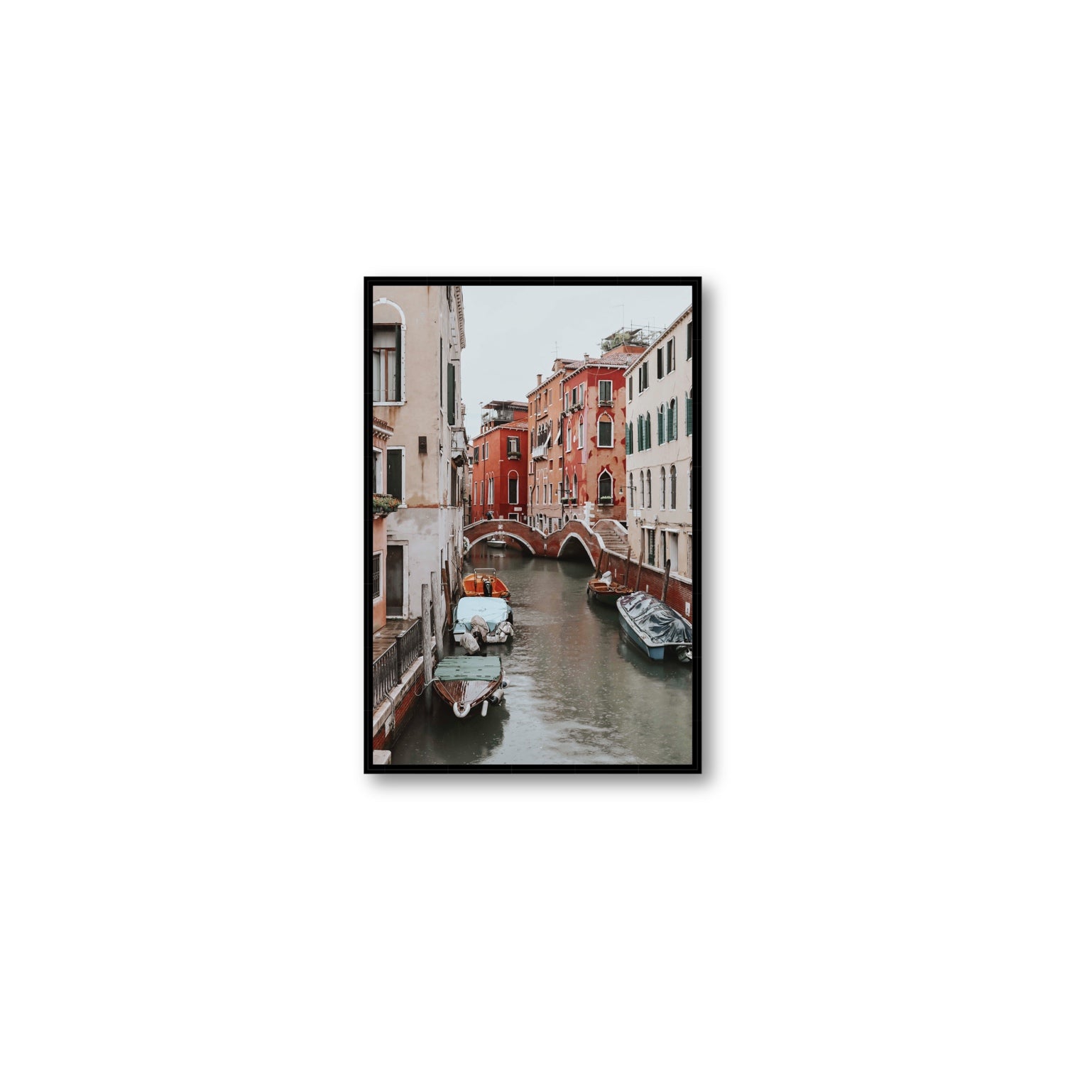 City of Water Venice Italian Mediterranean decor wall art Medium fine art canvas in black float frame