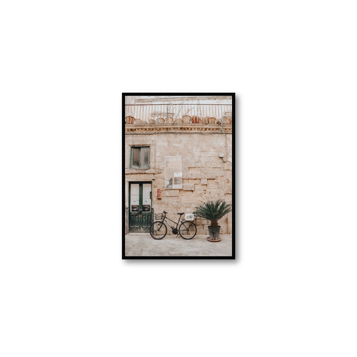 Golden Facades Puglia Lecce Italian wall art Medium fine art canvas in black float frame