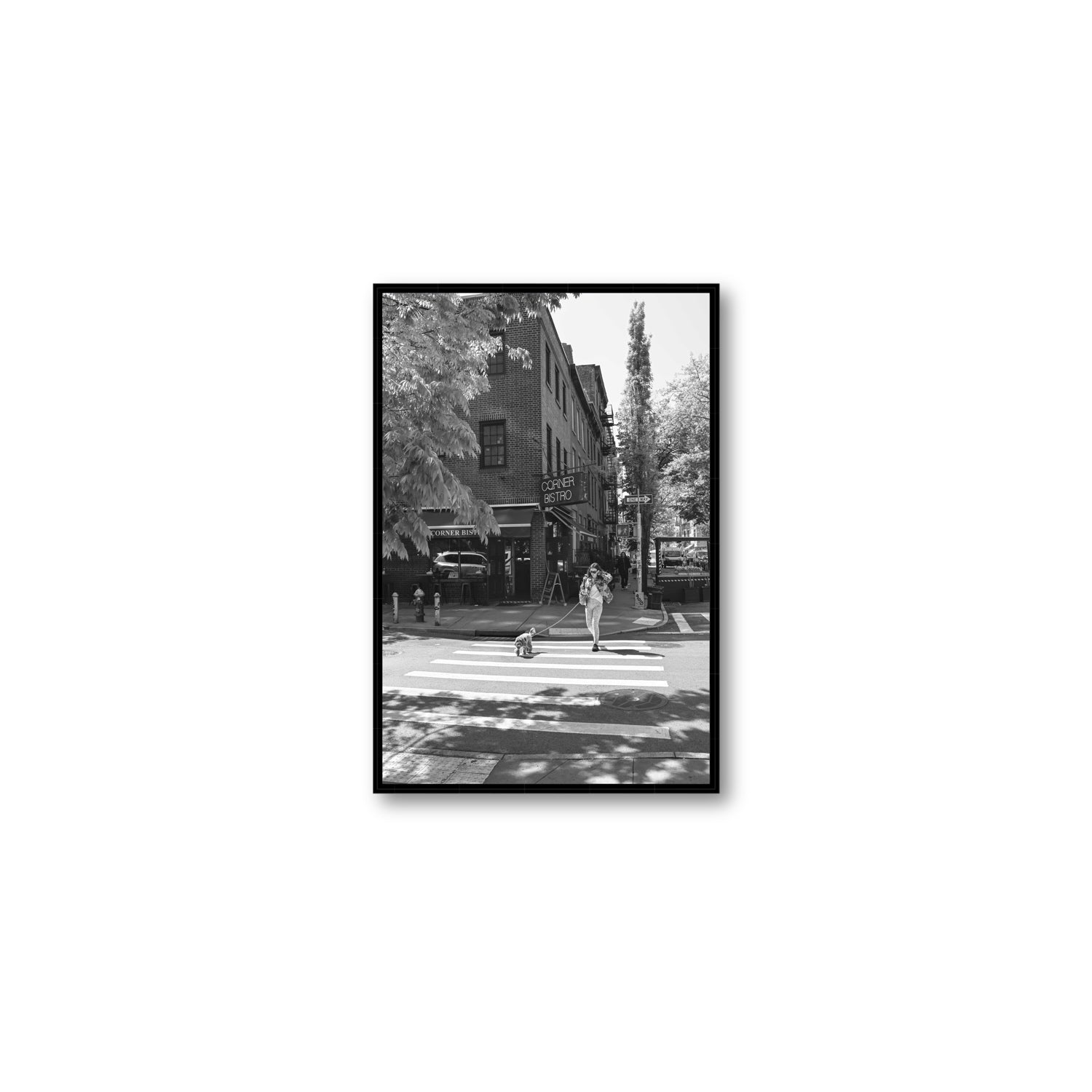 Sunlit Stroll New York NYC Black & White wall art Medium fine art canvas in black float frame
