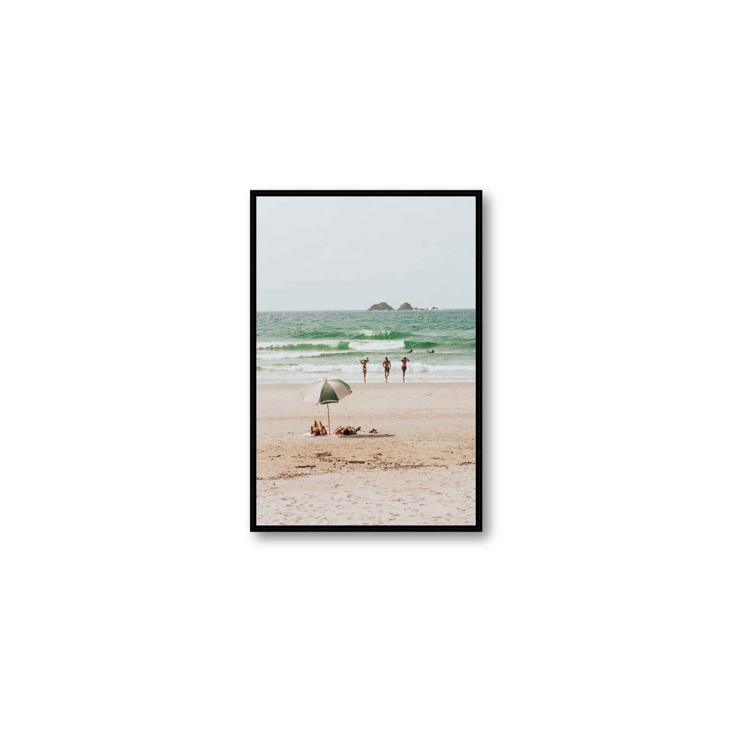 Escape The Ordinary Byron Bay coastal decor wall art Medium fine art canvas in black float frame