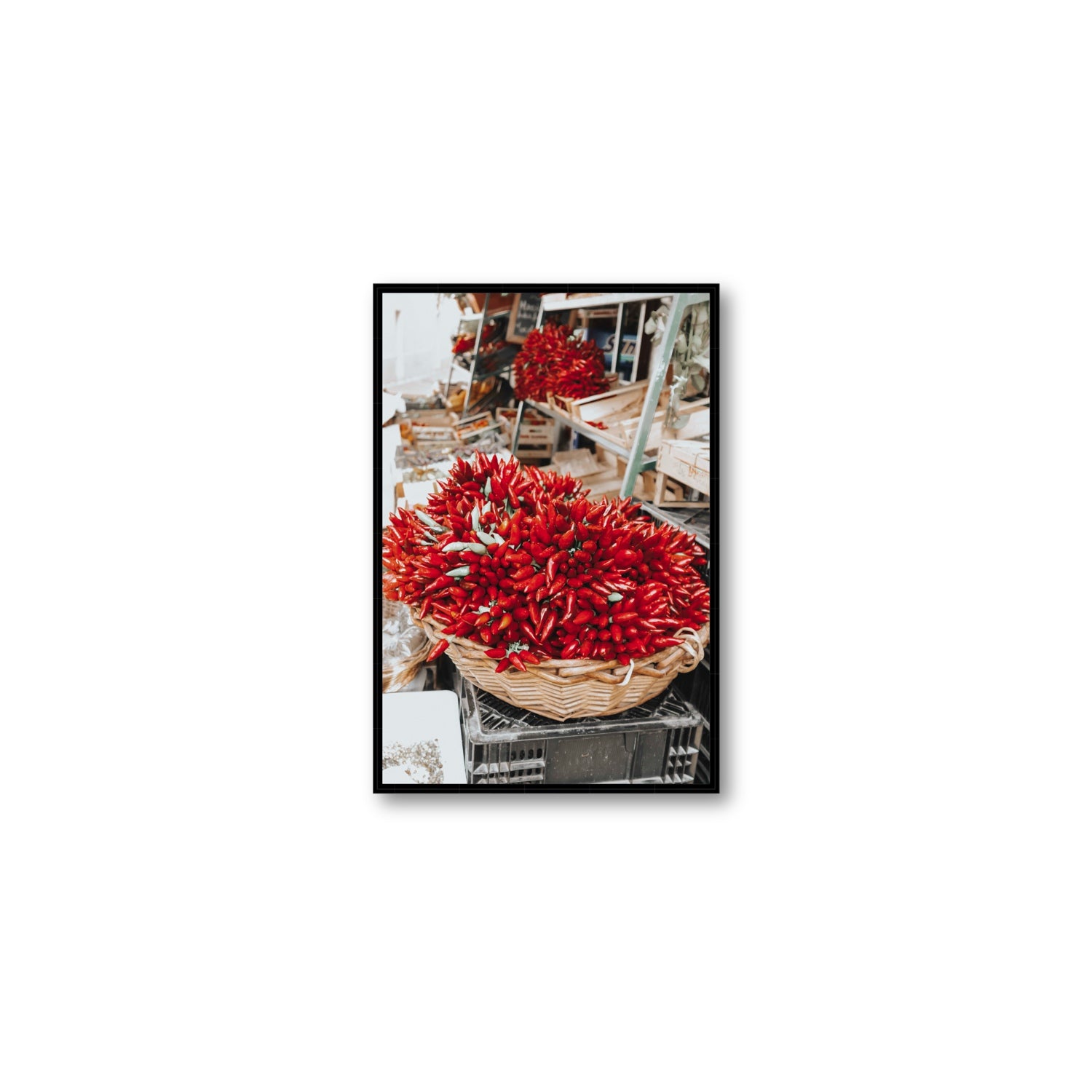 Spicy Bunch Puglia Italian wall art Medium fine art canvas in black float frame