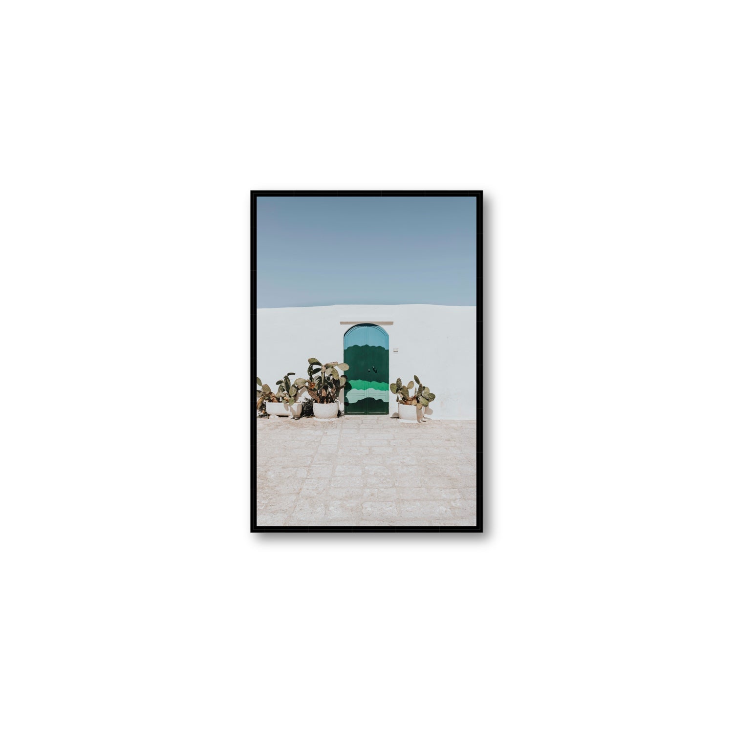 Imaginary Exit Puglia Mediterranean wall art Medium fine art canvas in black float frame