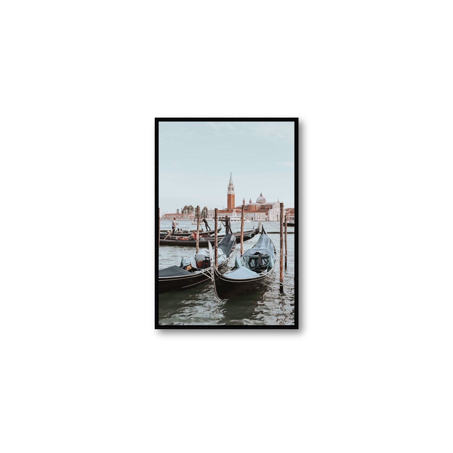 Italian Commute Venice Italian Mediterranean decor wall art Medium fine art canvas in black float frame