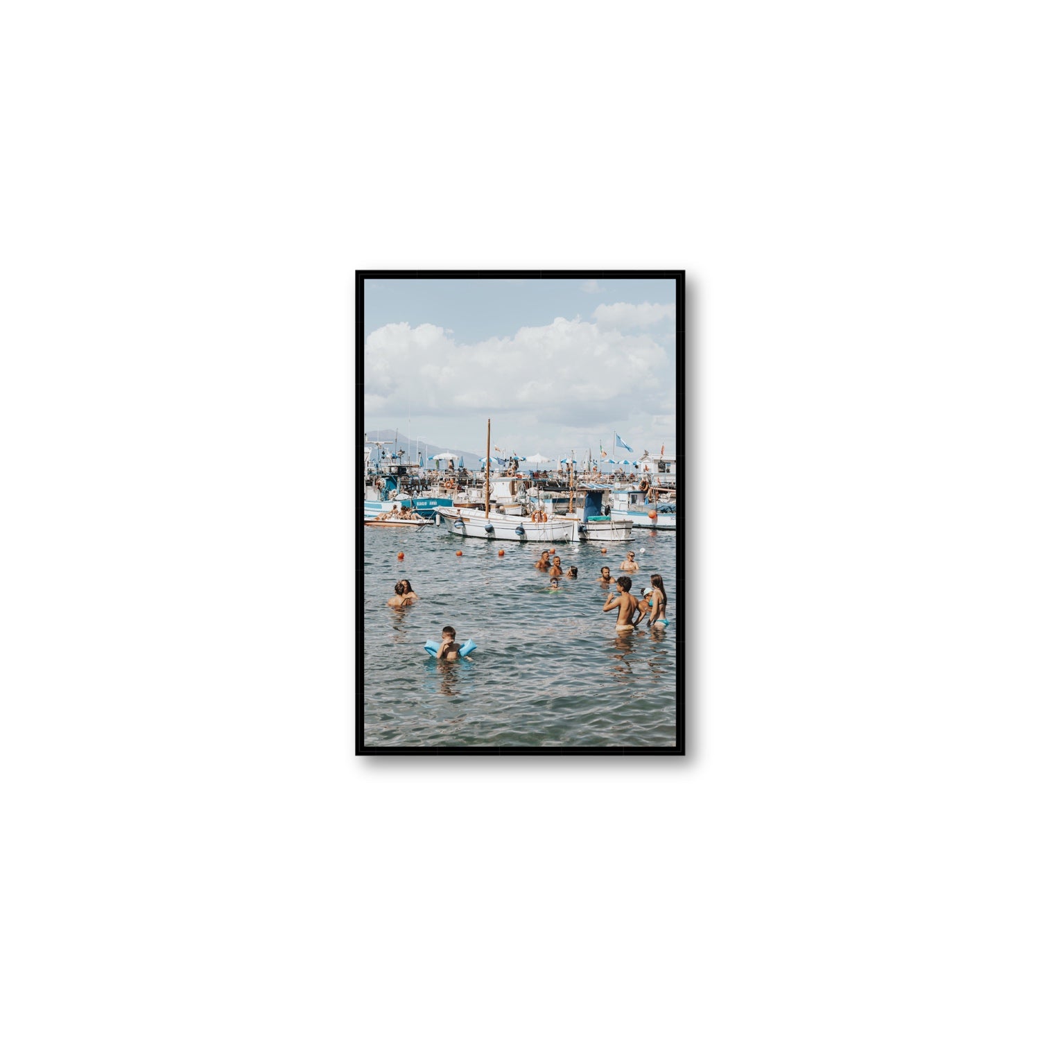 Vacanze Italiane Sorrento Italian coastal wall art Medium fine art canvas in black float frame