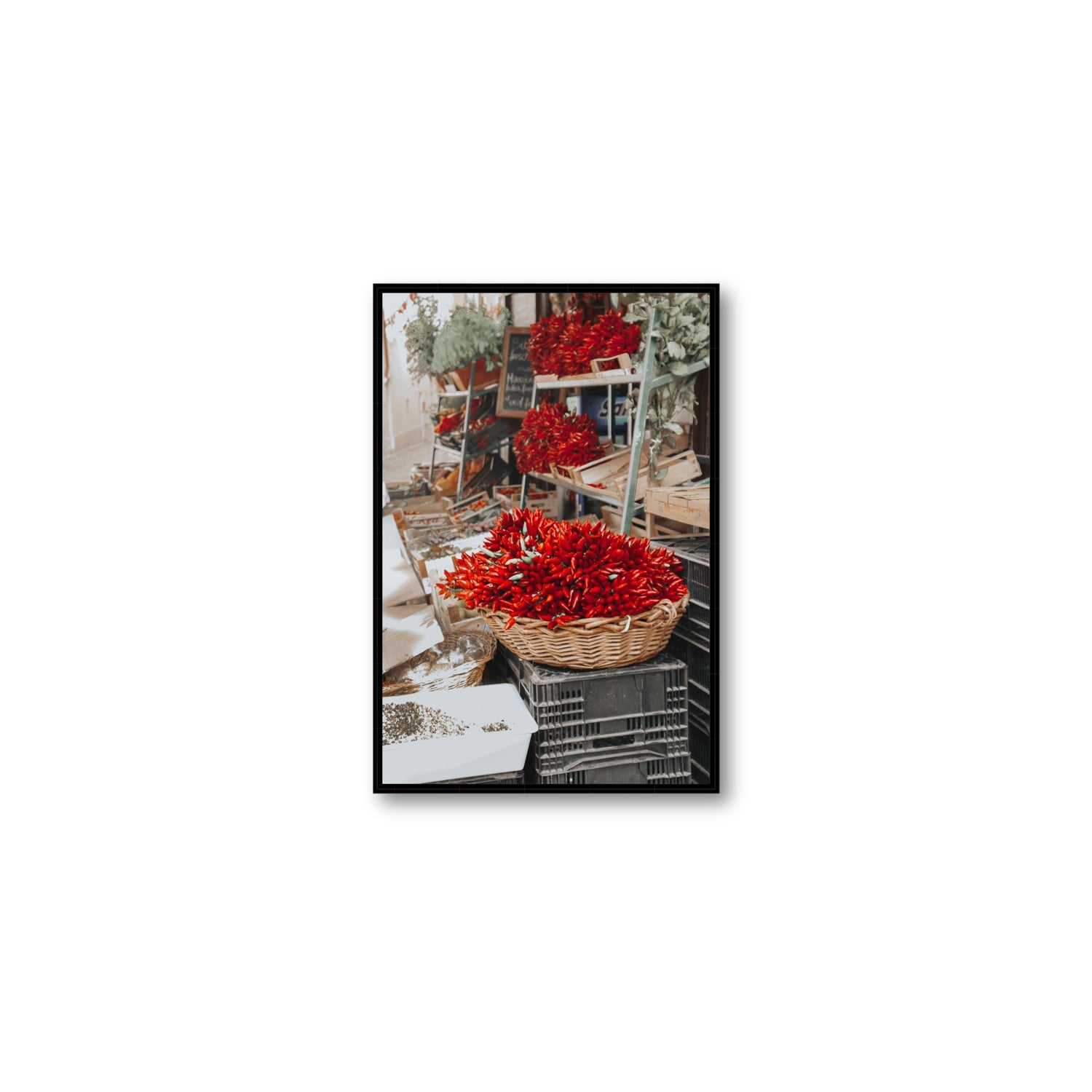 Fiery Cluster Puglia Italian wall art Medium fine art canvas in black float frame