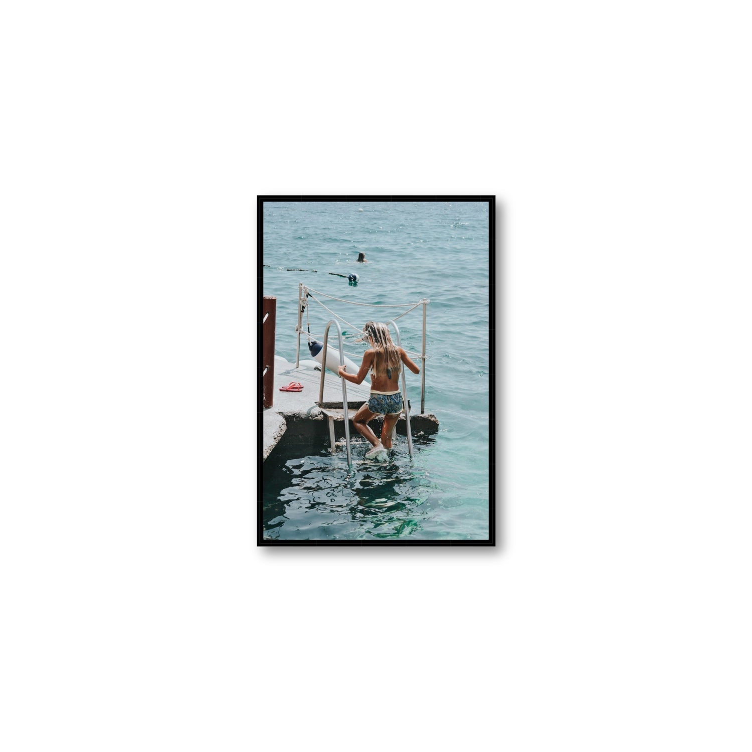 Little Mermaid Capri Mediterranean wall art Medium fine art canvas in black float frame