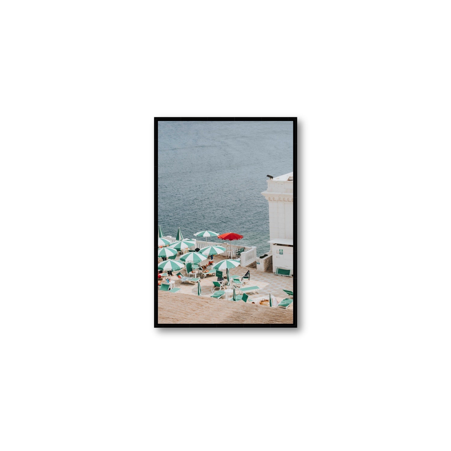 Lido Italiano Puglia beach Italian wall art Medium fine art canvas in black float frame