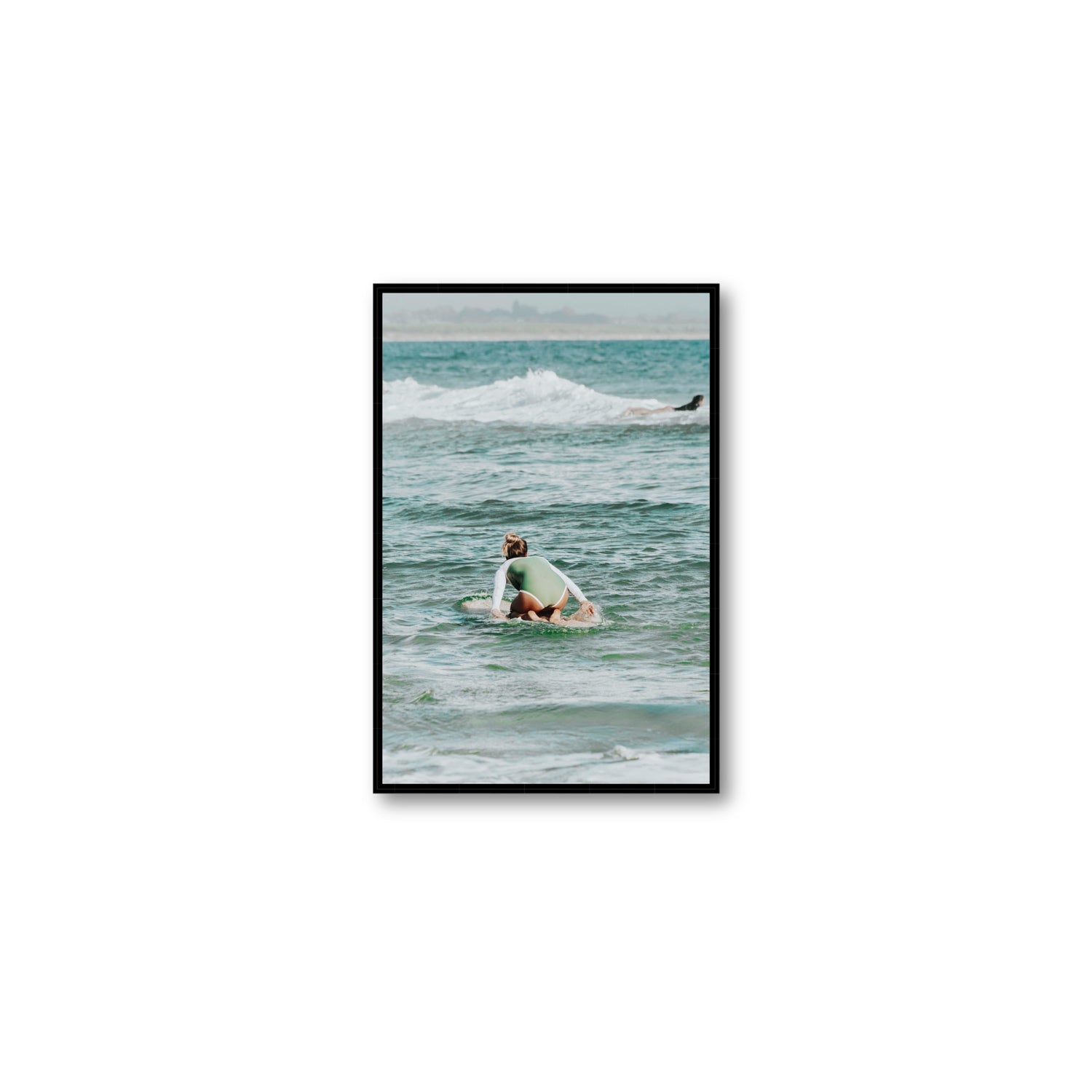 Quincy Byron Bay Surf coastal wall art Medium fine art canvas in black float frame