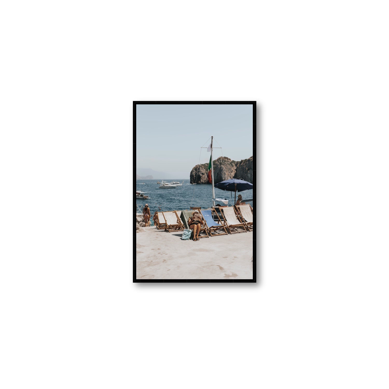 Vintage Sun Goddess fine art print, Capri, Italy, Medium, Black Float Frame, Fine Art Canvas