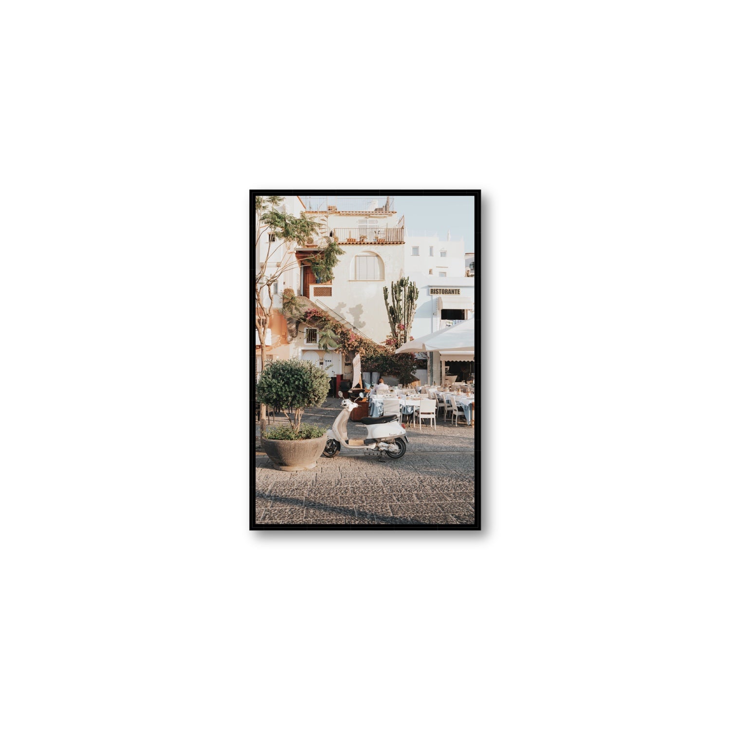 Ristorante Ischia Italian Mediterranean decor wall art Medium fine art canvas in black float frame