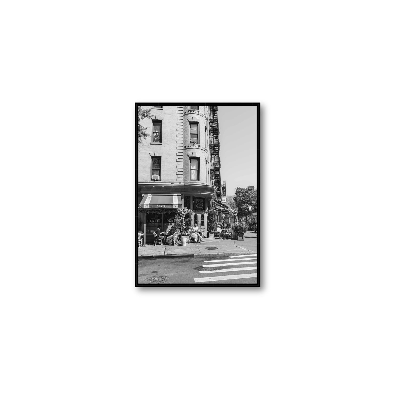 Sunny Soiree New York NYC Black & White wall art Medium fine art canvas in black float frame