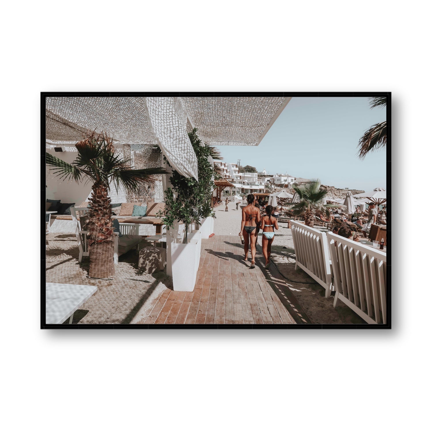 Mitera Kori Mykonos Greek island wall art Statement fine art canvas in black float frame