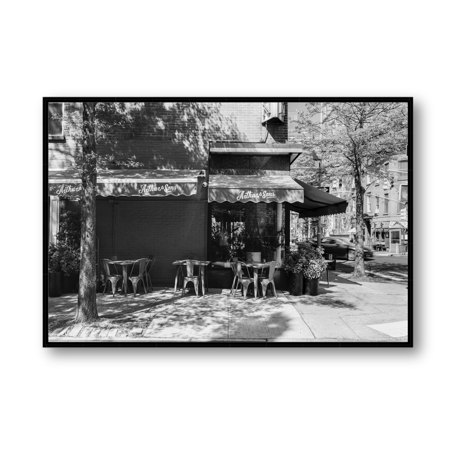 Arthur's Corner New York NYC Restaurant wall art Statement fine art canvas in black float frame
