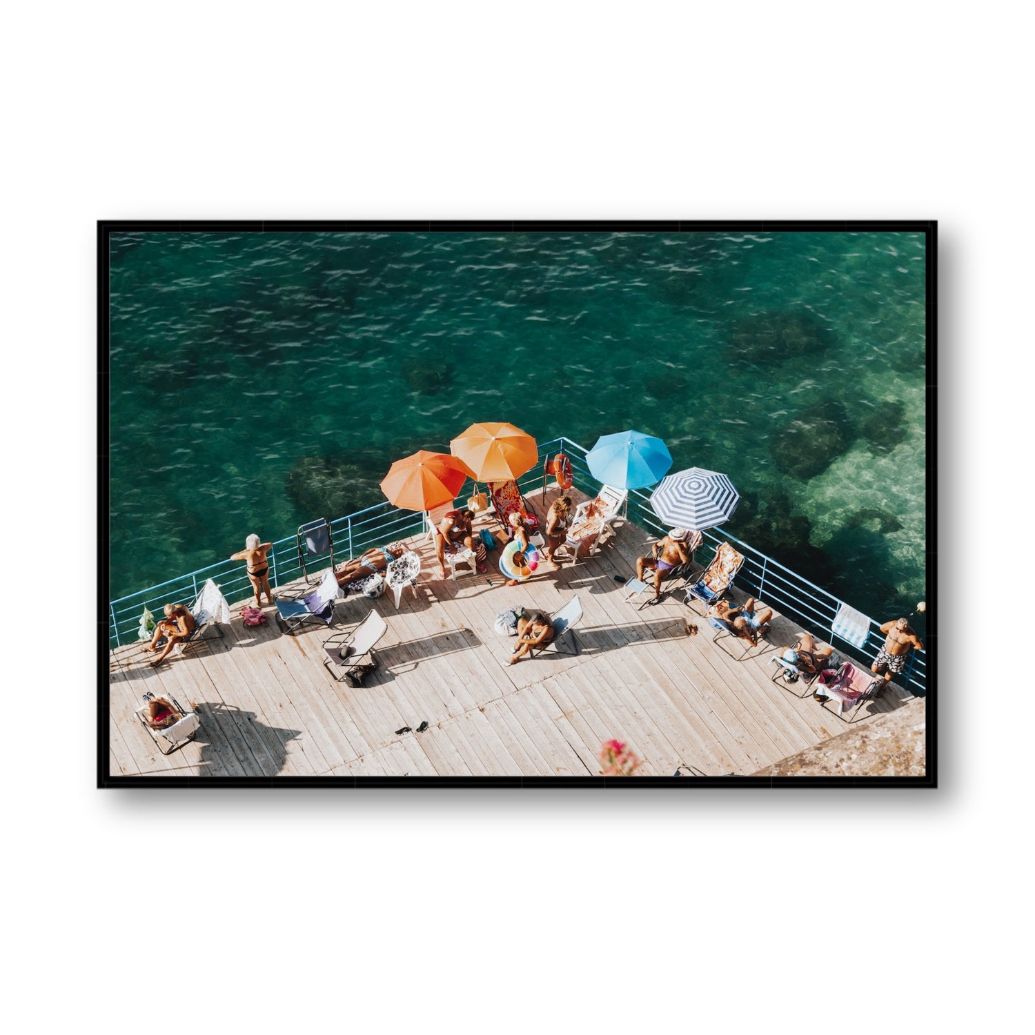 Il Dolce Far Niente Sorrento coastal wall art Statement fine art canvas in black float frame