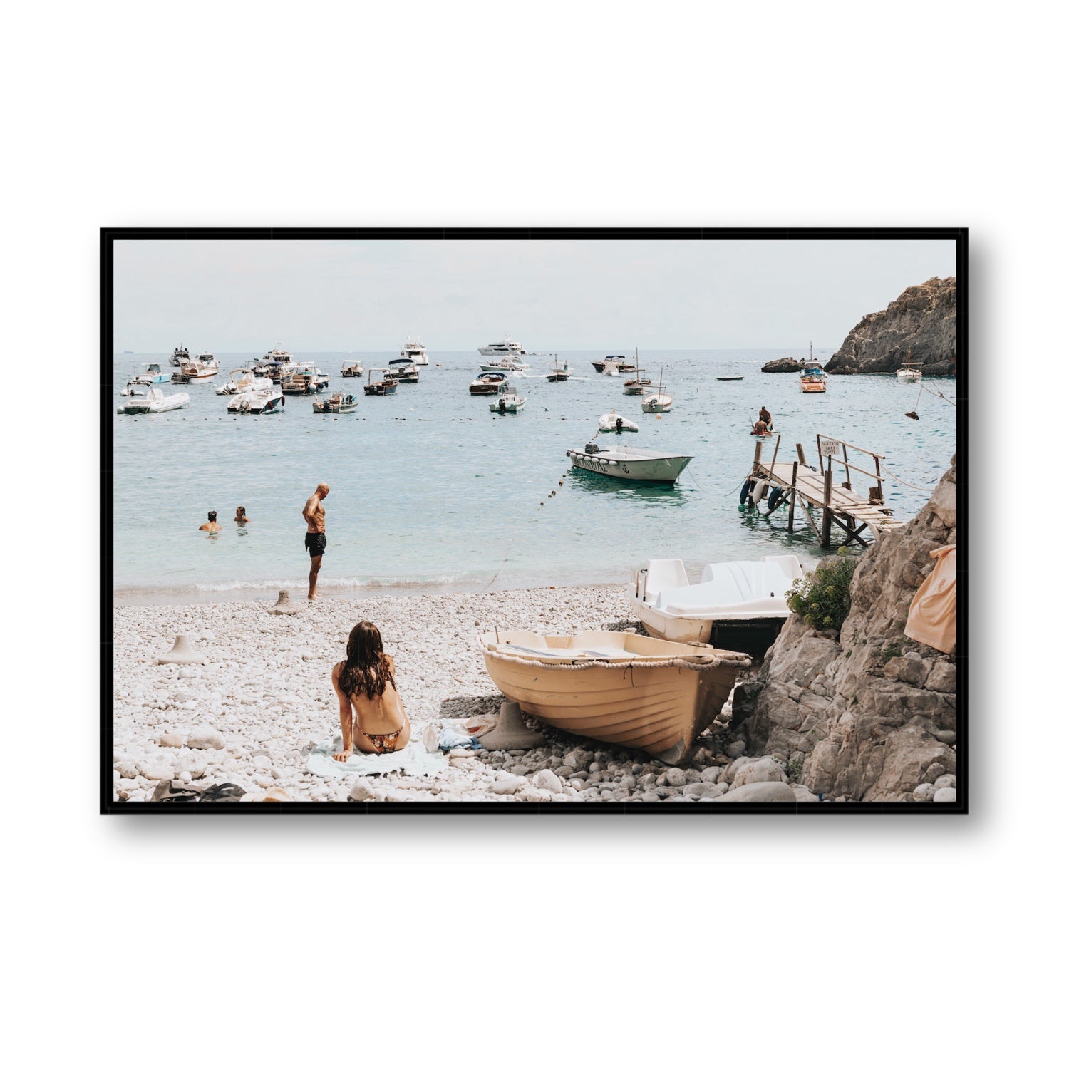 L'Osservatore Nerano wall art Statement fine art canvas in black float frame