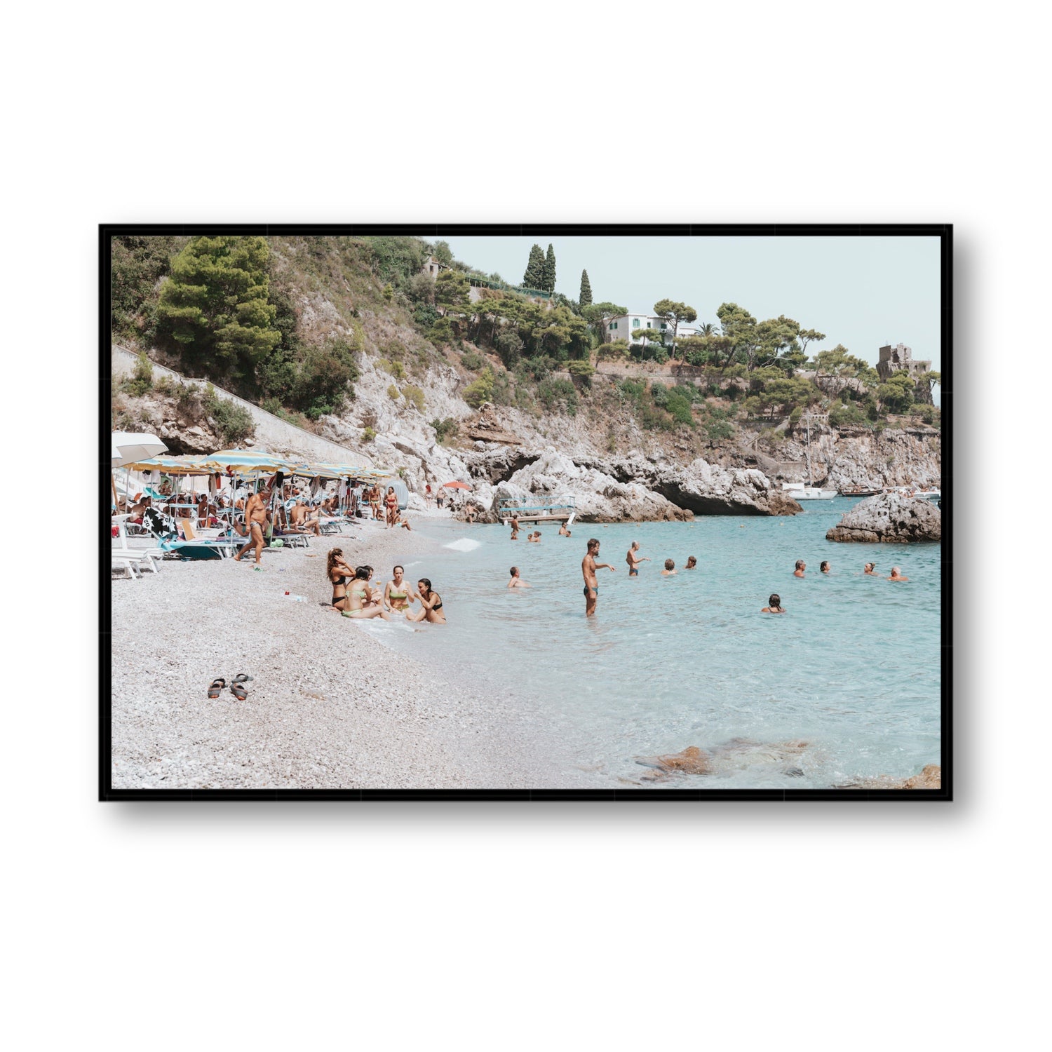 La Vacanza Amalfi Mediterranean wall art Statement fine art canvas in black float frame
