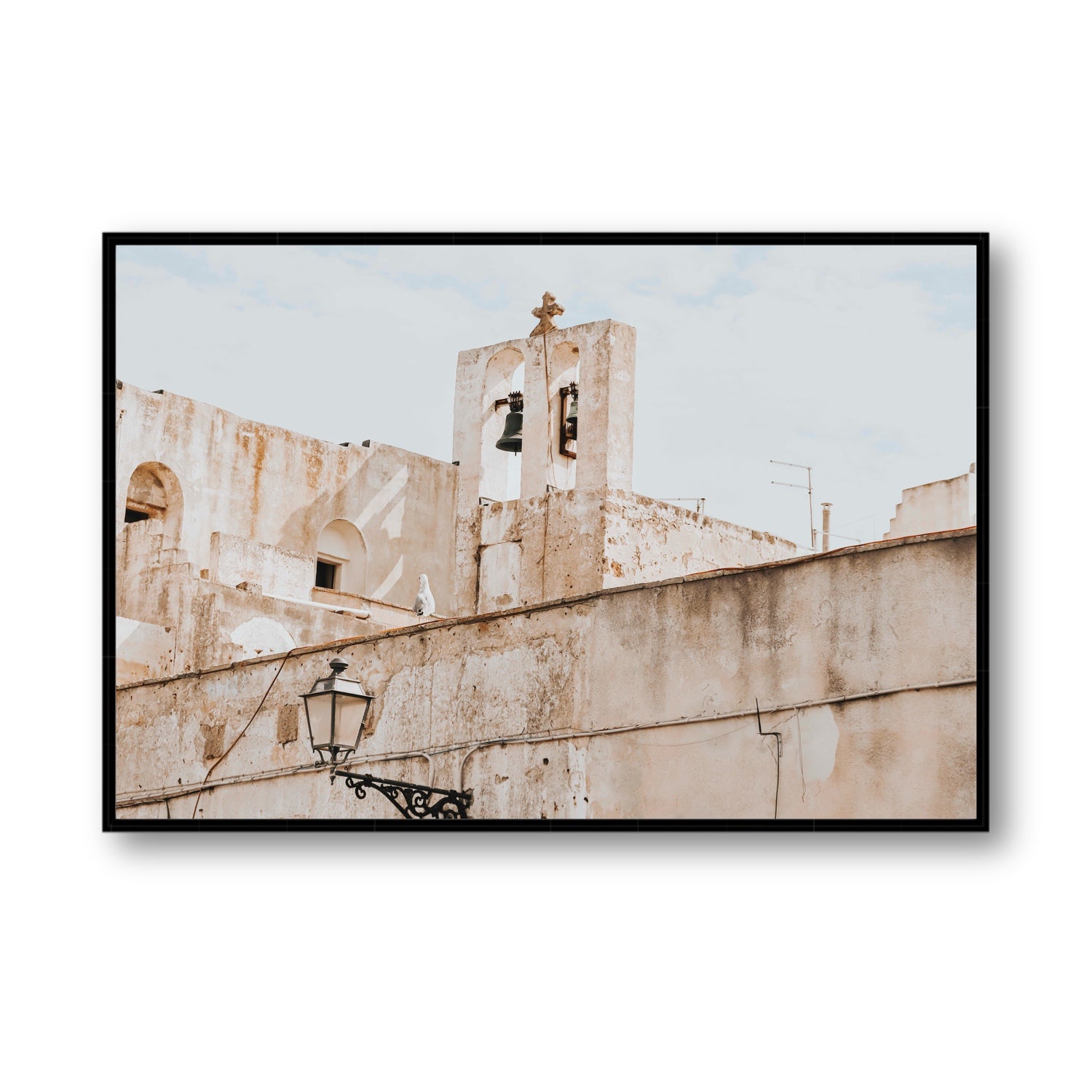 Ancient Bells Puglia Gallipoli Italian wall art Statement fine art canvas in black float frame