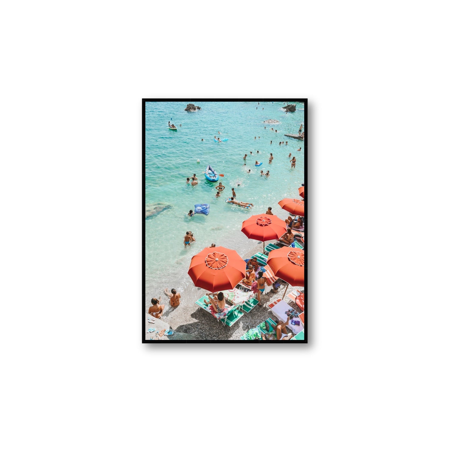 Easy Street Capri Italian beach wall art Large fine art canvas in black float frame