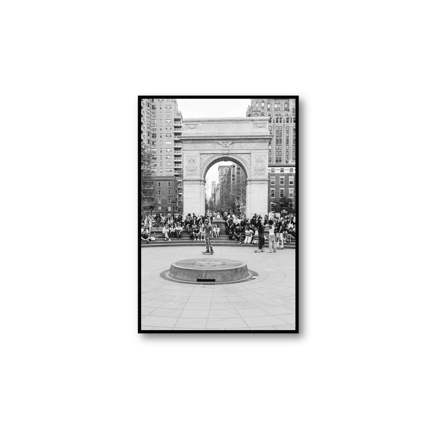 Concrete Conqueror New York NYC Skateboard wall art Large fine art canvas in black float frame