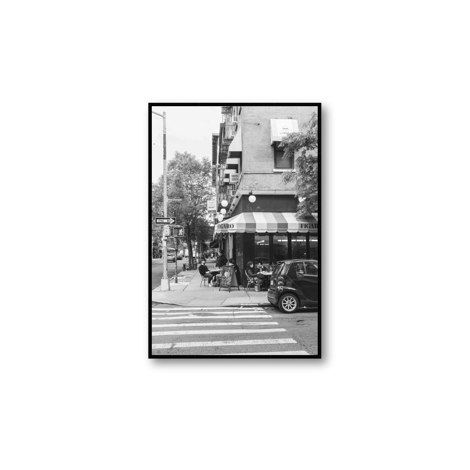 Figaro New York NYC Black & White wall art Large fine art canvas in black float frame