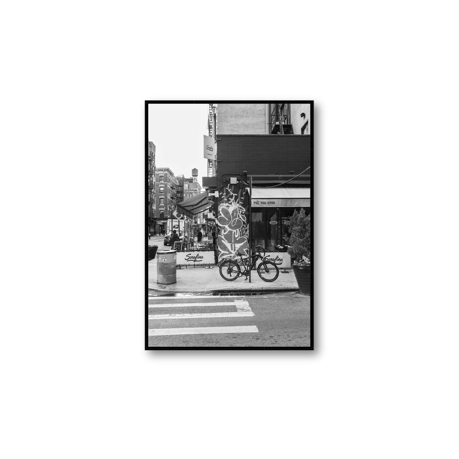 Cafe Canvas New York NYC Black & White wall art Large fine art canvas in black float frame