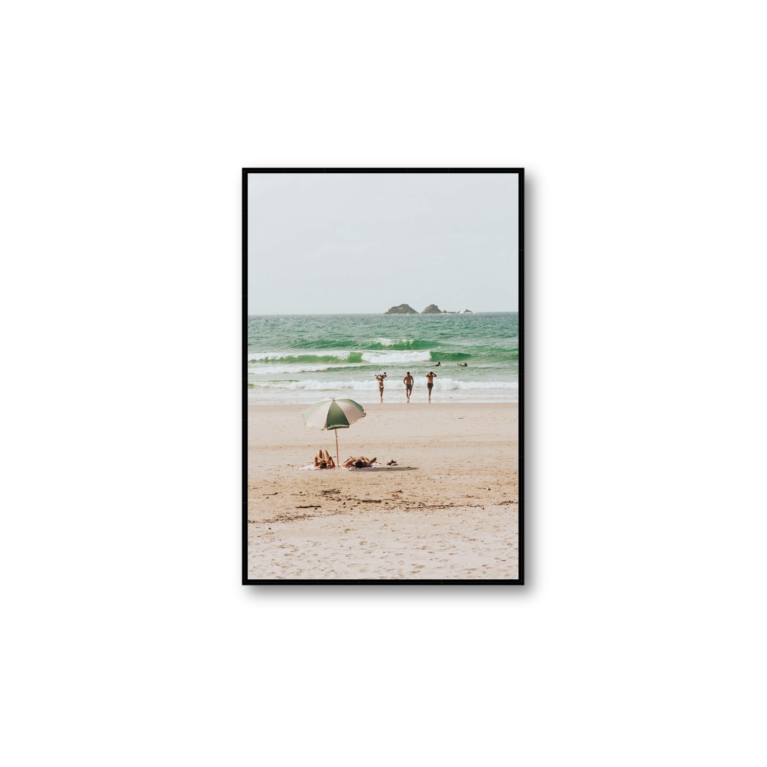 Escape The Ordinary Byron Bay coastal decor wall art Large fine art canvas in black float frame