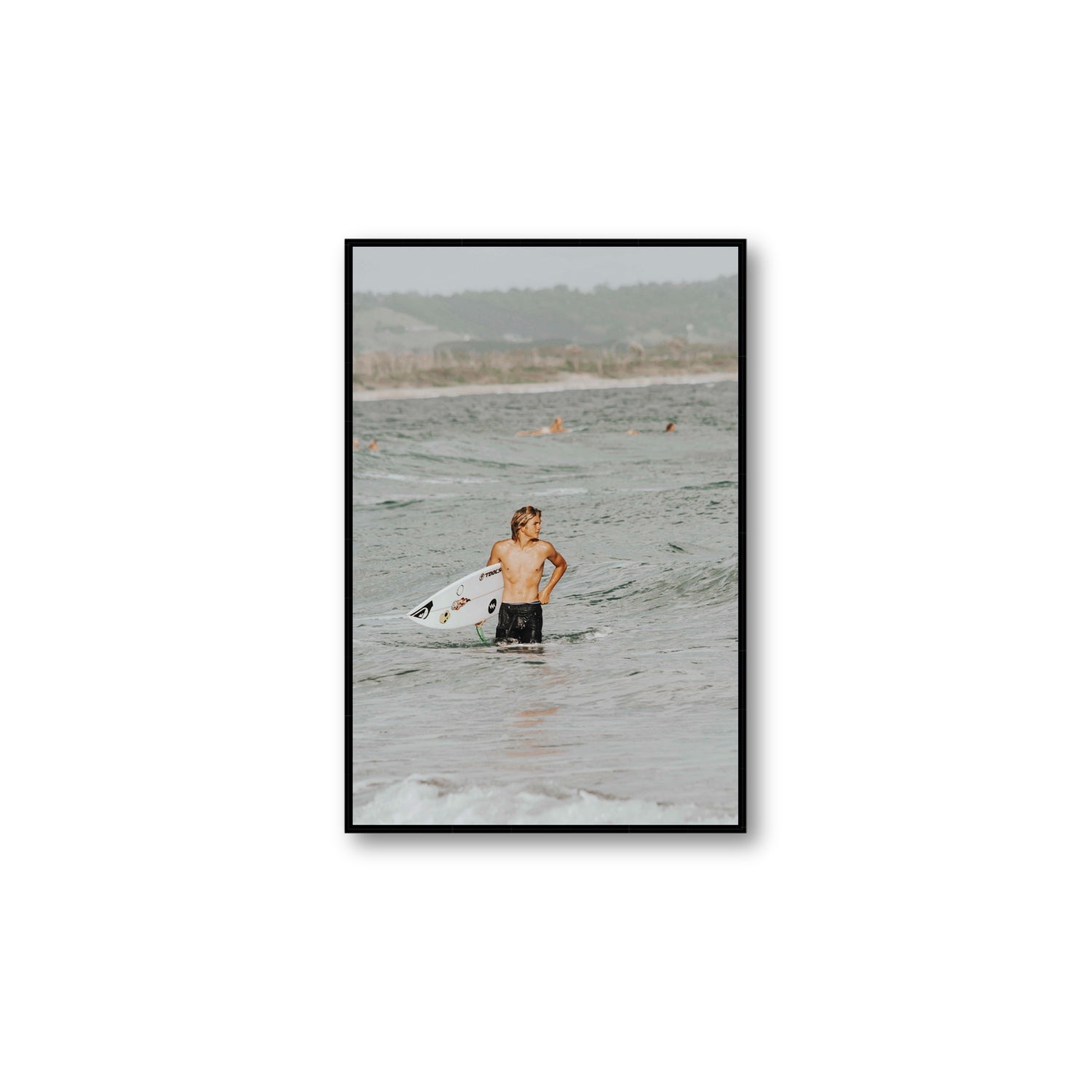 Chasing Mavericks Byron Bay Surf coastal wall art Large fine art canvas in black float frame
