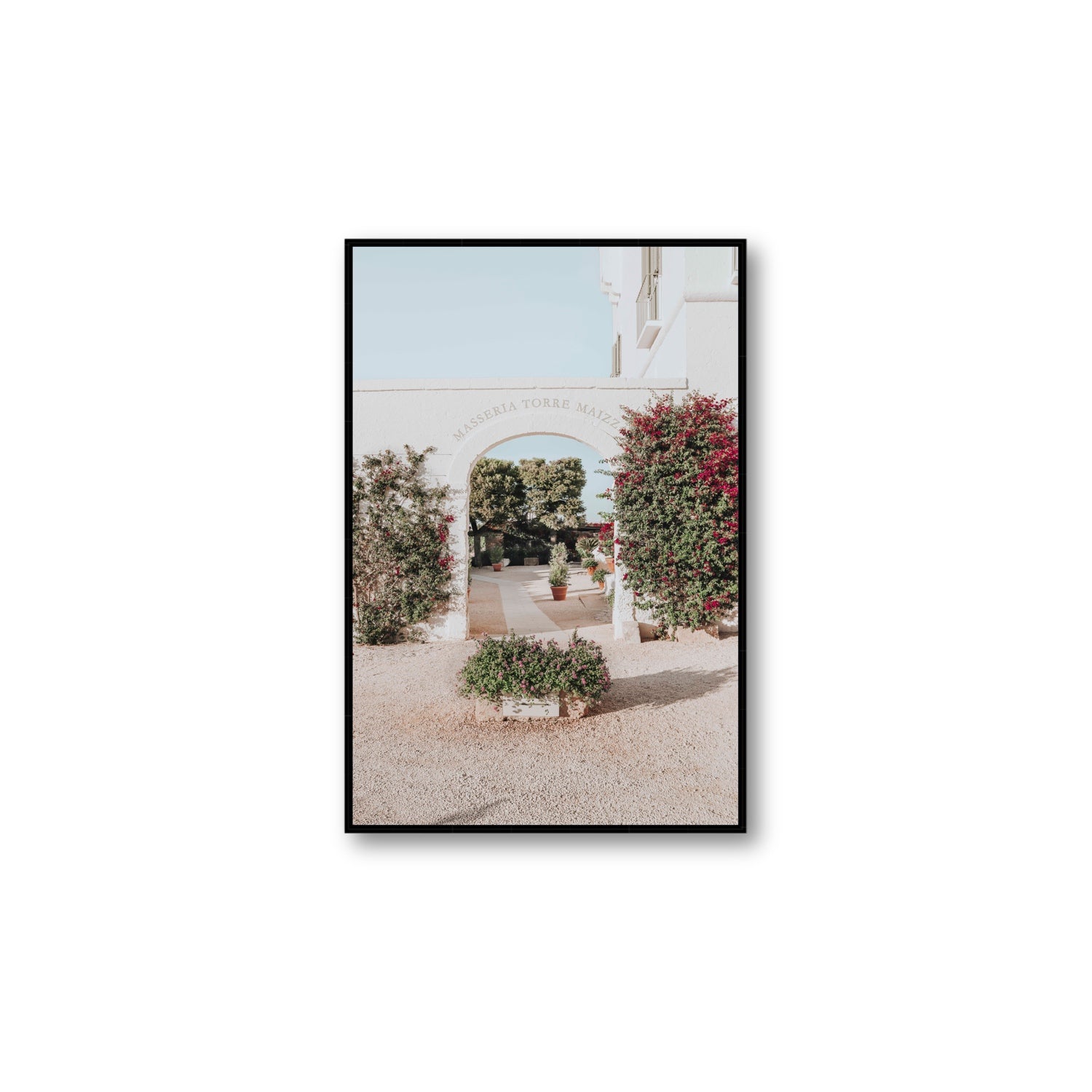 Torre Maizza Puglia Italian wall art Large fine art canvas in black float frame