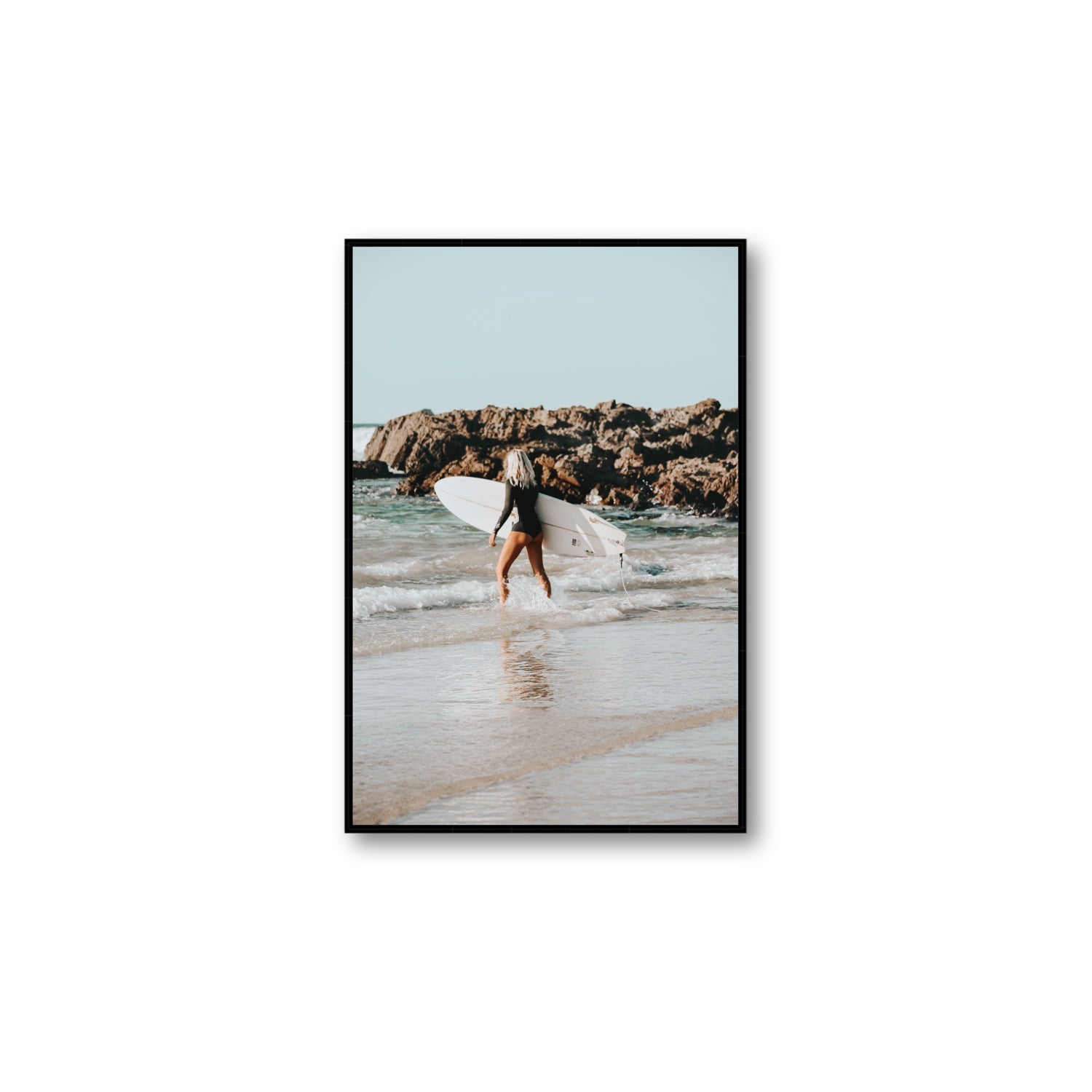Bethany Byron Bay Surf coastal decor wall art Large fine art canvas in black float frame